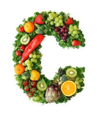 The letter C made out of fruit